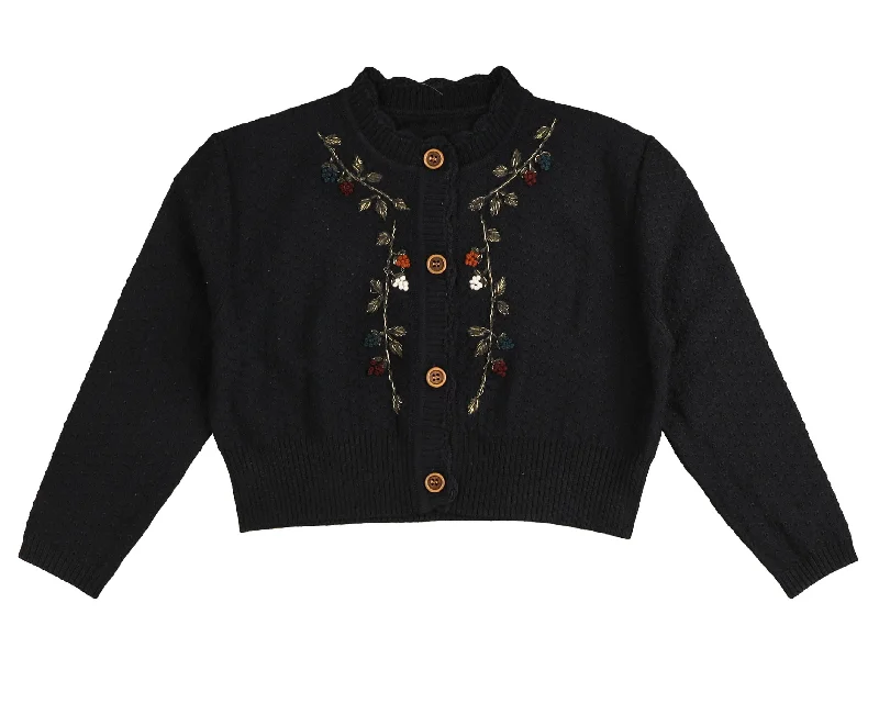 Noma Navy Floral Embroided Cardigan (NKN751)