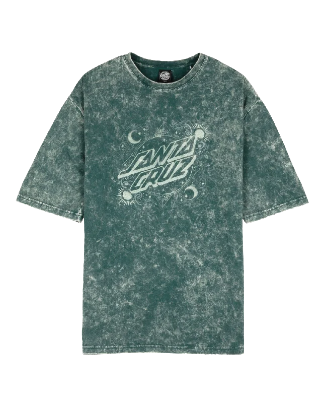 Ornate Dot Front Oversized T-Shirt in Emerald Acid Wash