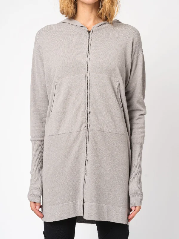 Viscose and Wool Zipped Maxi Hoodie