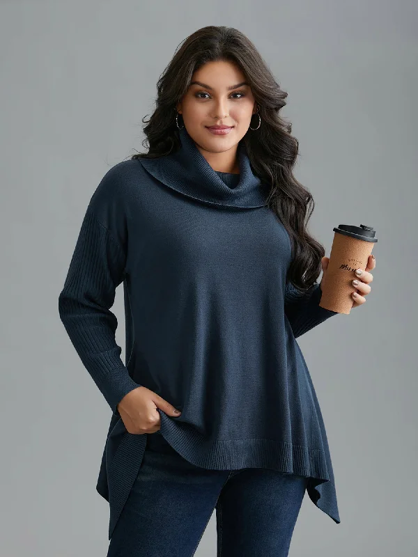 Supersoft Essentials Textured Drop Shoulder Turtleneck Pullover