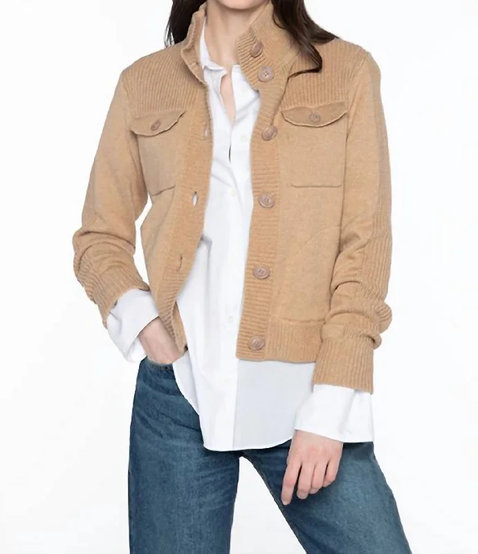 Cargo Cardigan In Camel