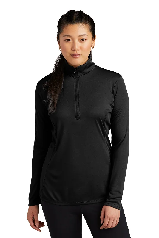 Sport-Tek Womens Competitor Moisture Wicking 1/4 Zip Sweatshirt - Black