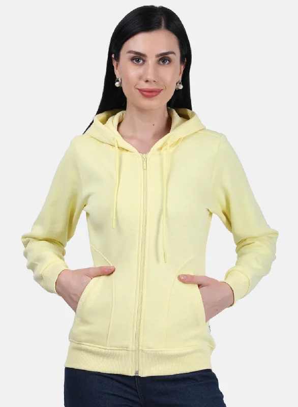 Women Yellow Plain Sweatshirt