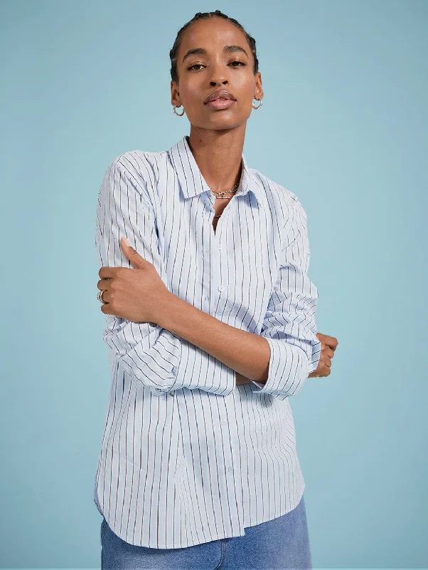 Rishma Organic Cotton Stripe Shirt | Blue Stripe