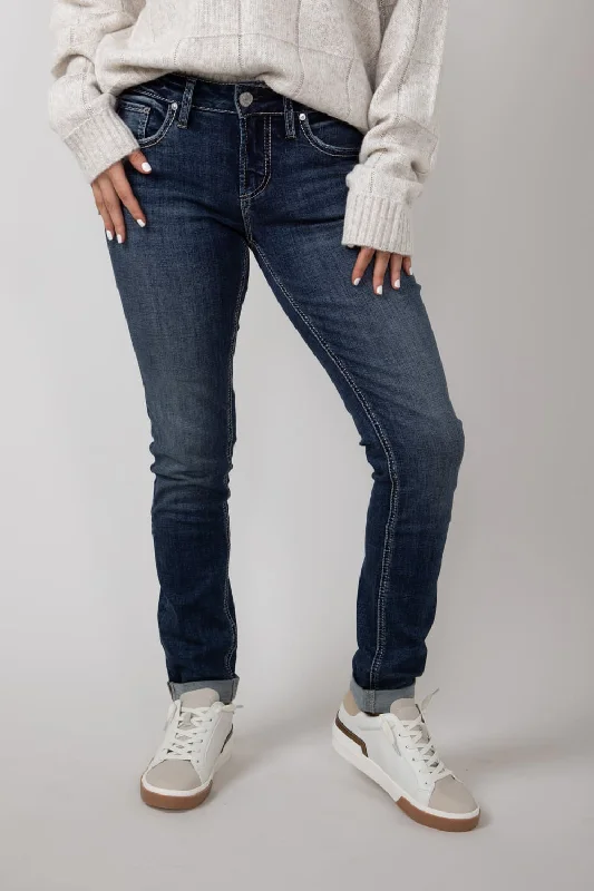 Trendy Looks Silver Jeans Mid Rise Girlfriend Jeans for Women | L27137ECF332
