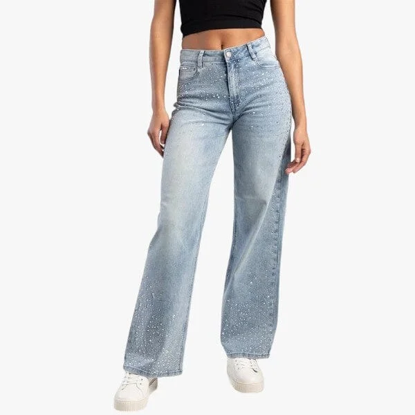 Light Comfort Sissy Boy Ryder High Waist Wide Leg Jean With Diamante Lt Vintage
