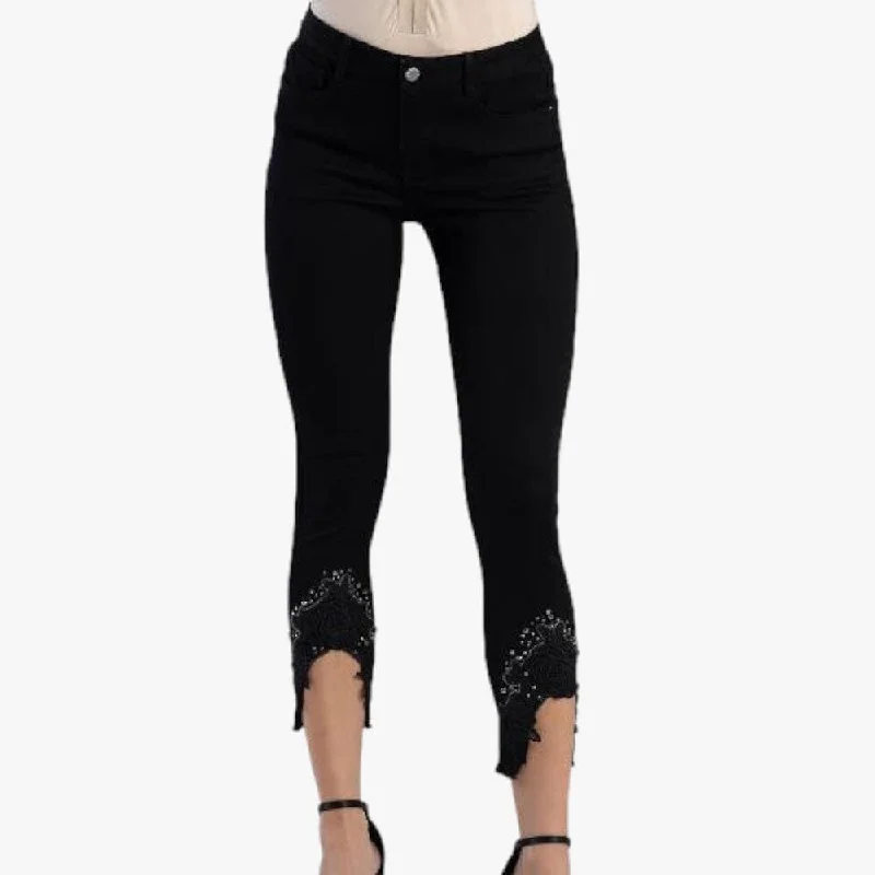 Soft Clothing Sissy Boy Axel Mid Waist Skinny Jean Hem Detail Black