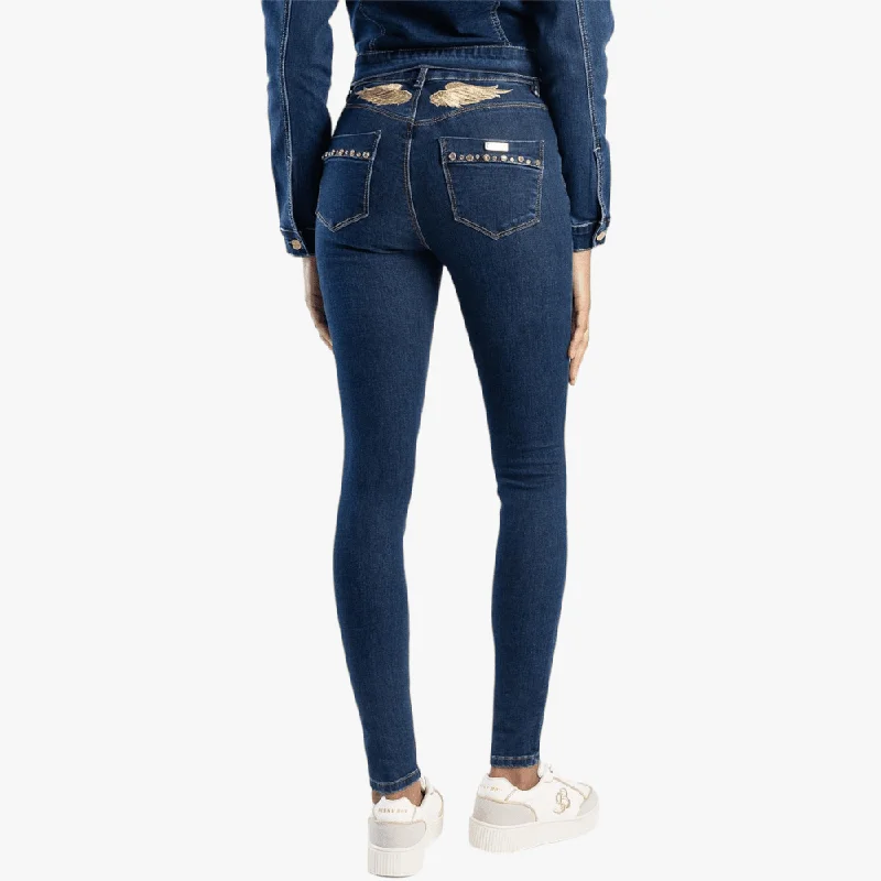 Comfortable Looks Sissy Boy Womens Ryder Skinny Jean Wing Detail Dk Vint