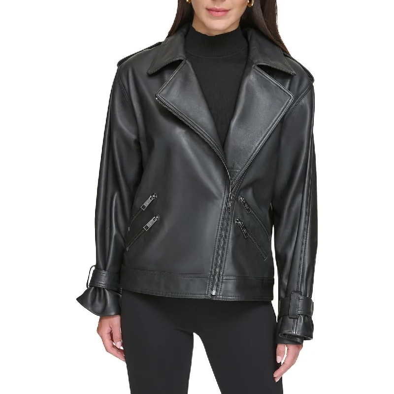Comfortable Outfits Womens Asymmetric Leather Motorcycle Jacket