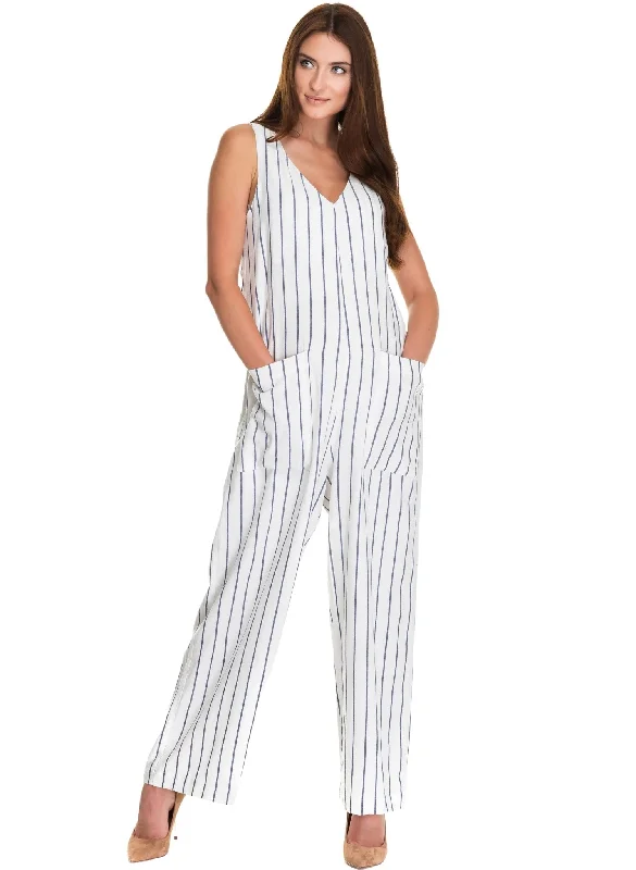 Smart Comfort Wear Bianca Maternity Jumpsuit - Blue Stripes