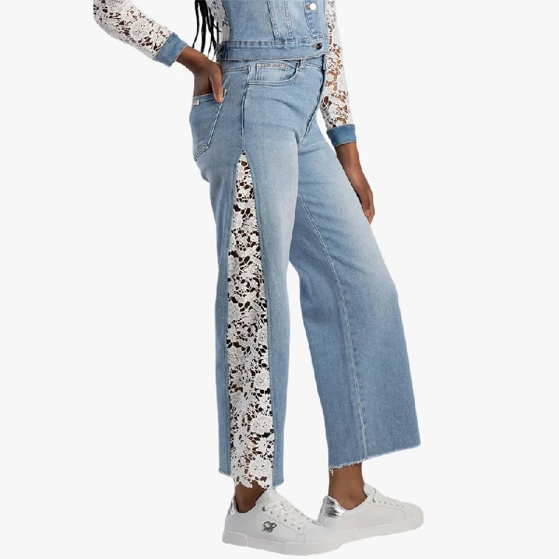 Casual Chic Wear Sissy Boy High Waist Cropped Wide Leg Jean Crochet Inset Lt Vintage