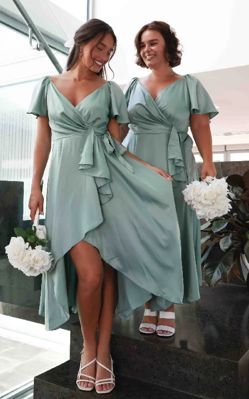 Soft Fabrics Rossetti Short Sleeve Wrap Maxi Dress - Sage