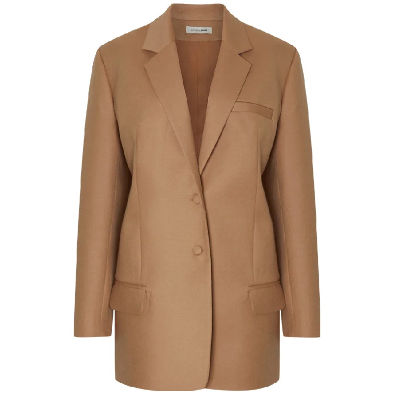 SLIM VIRGIN WOOL BLAZER "CAMILLE" IN CAMEL