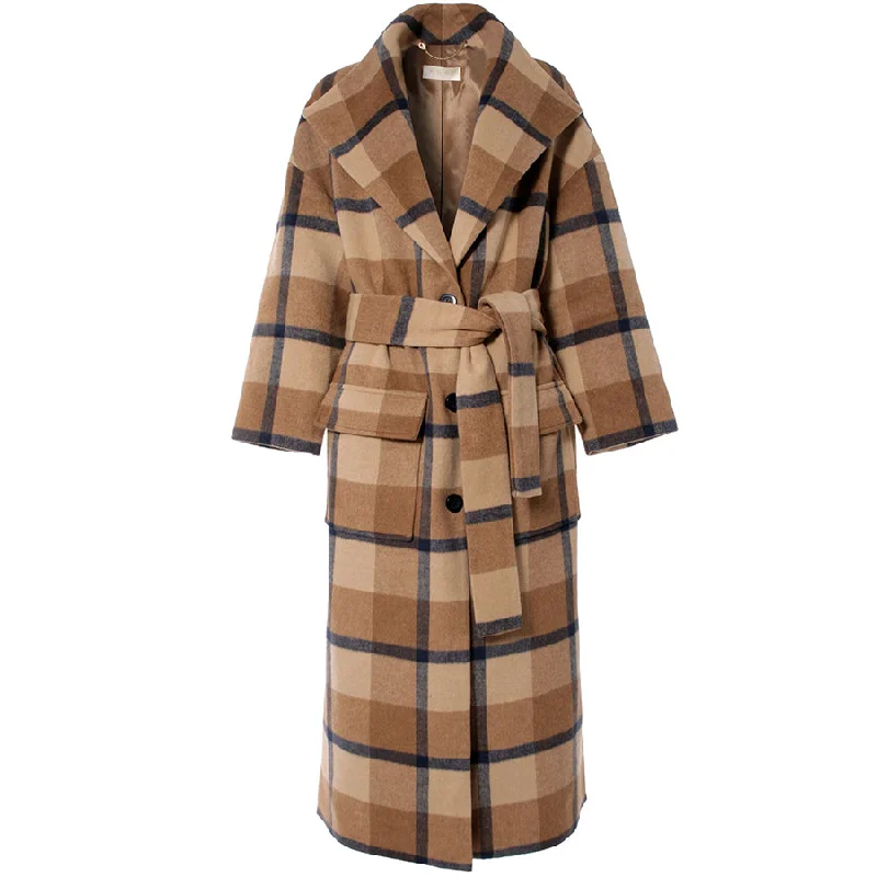 CHECKERED COAT "ALISON" IN BROWN