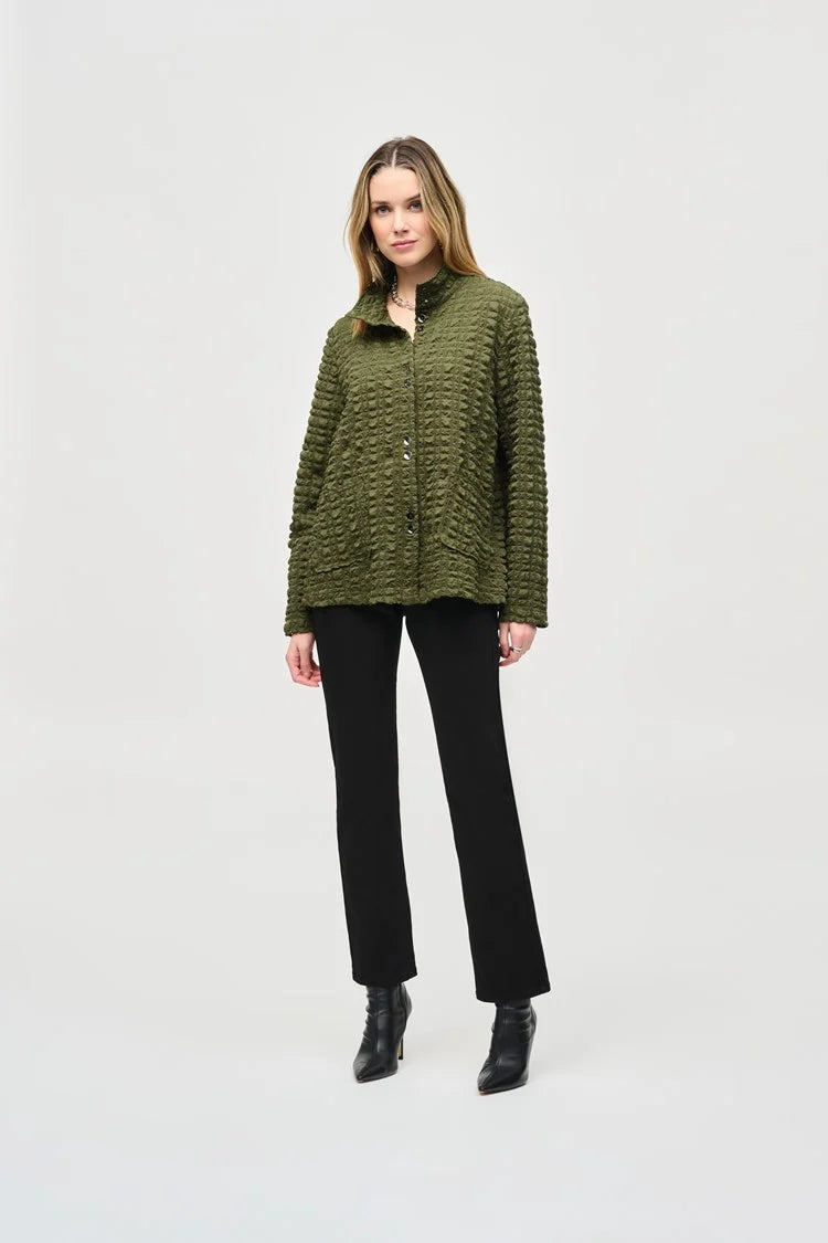 Joseph Ribkoff Iguana Bubble Jacquard Mock Collar Jacket