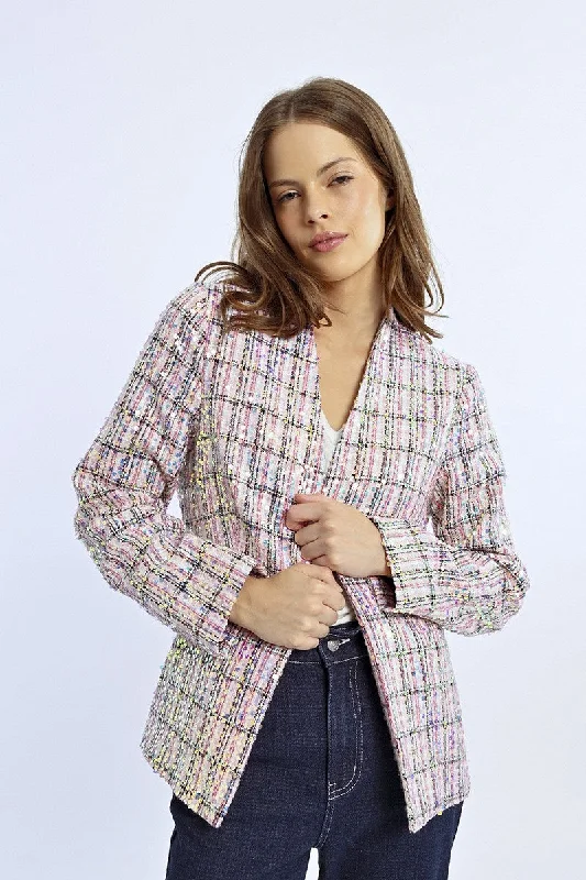 Lili Sidonio Pink And Sequin Tweed Jackets