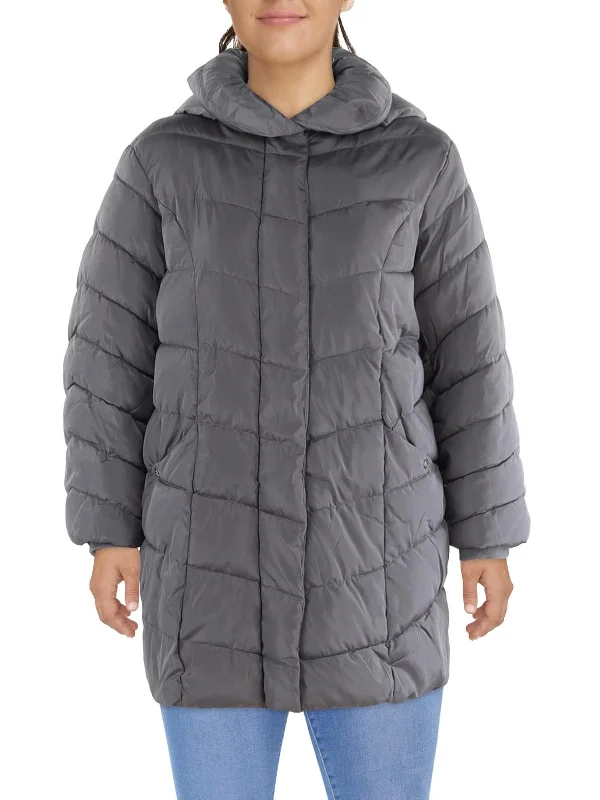 Plus Womens Quilted Short Puffer Jacket