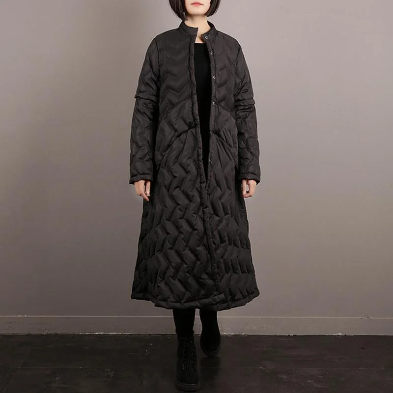 Stand Collar Padded Winter Long Down Coat