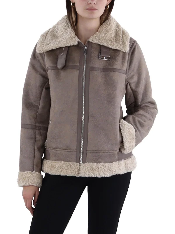 Womens Faux Fur Lined Cold Weather Leather Jacket