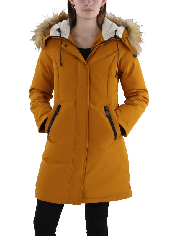 Womens Quilted Hooded Parka Coat