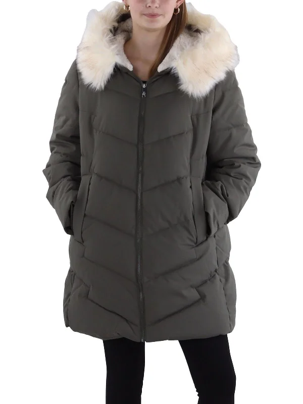 Womens Quilted Hooded Parka Coat