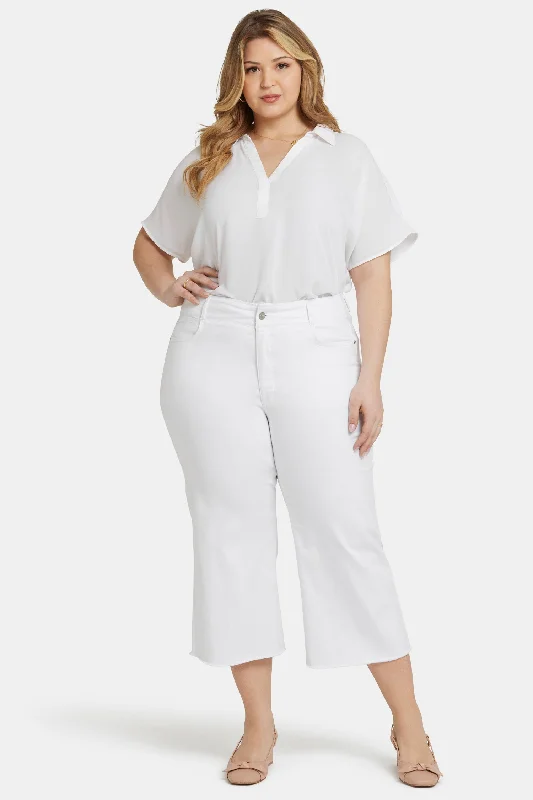 Brigitte Wide Leg Capri Jeans In Plus Size - Optic White