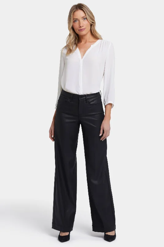 Coated Teresa Wide Leg Jeans - Black Coated