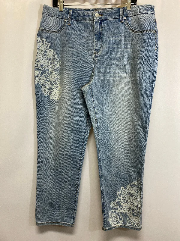 Jeans Straight By Chicos In Blue Denim, Size: 16