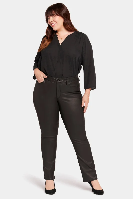 Uplift Coated Marilyn Straight Jeans In Plus Size - Black Coated