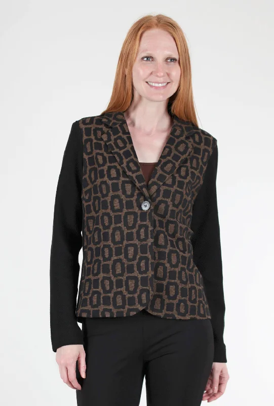 Graphic Panel Blazer, Black/Coffee