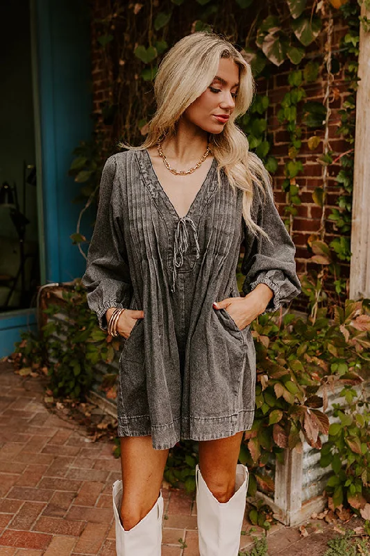 Big City Chic Denim Romper in Vintage Black