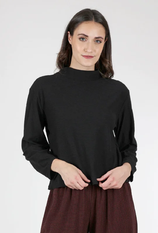 LCJ Mock-Neck Tee, Black