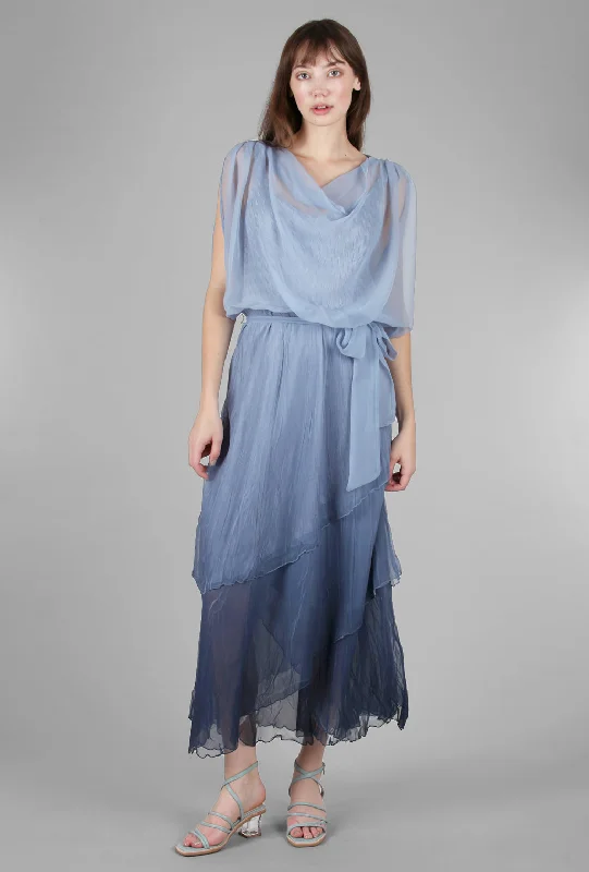 Long Blouson Dress, Persian Violet