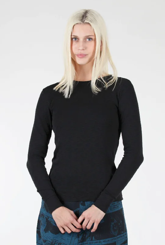 L/S Raw-Edge Slub Crew, Black