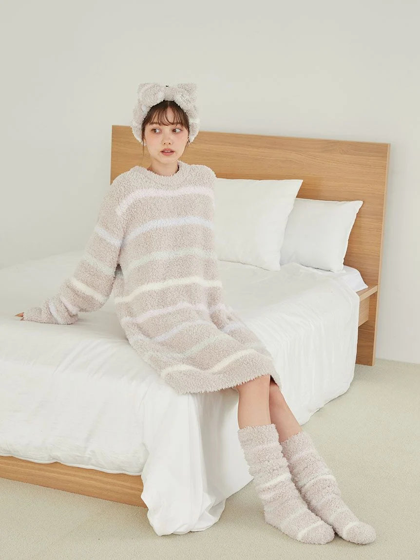 Pastel Border Oversized Long Sweater Dress