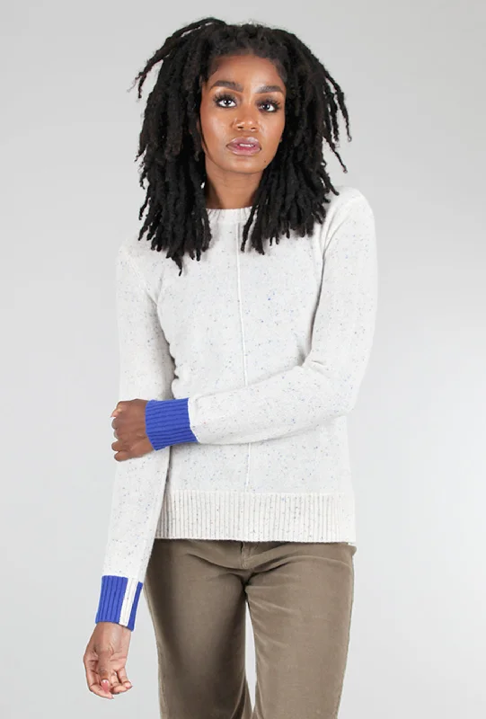 Contrast Cuff Cashmere Sweater, Salt Speckle