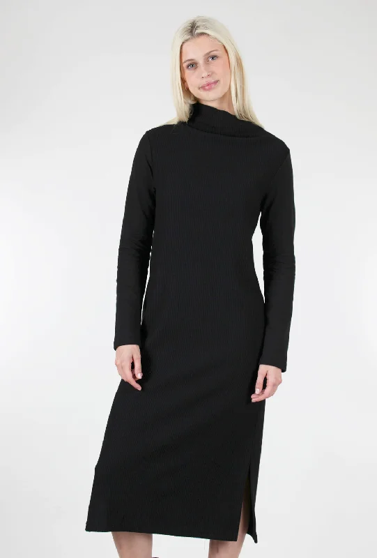 Ribbed Kimina Dress, Black