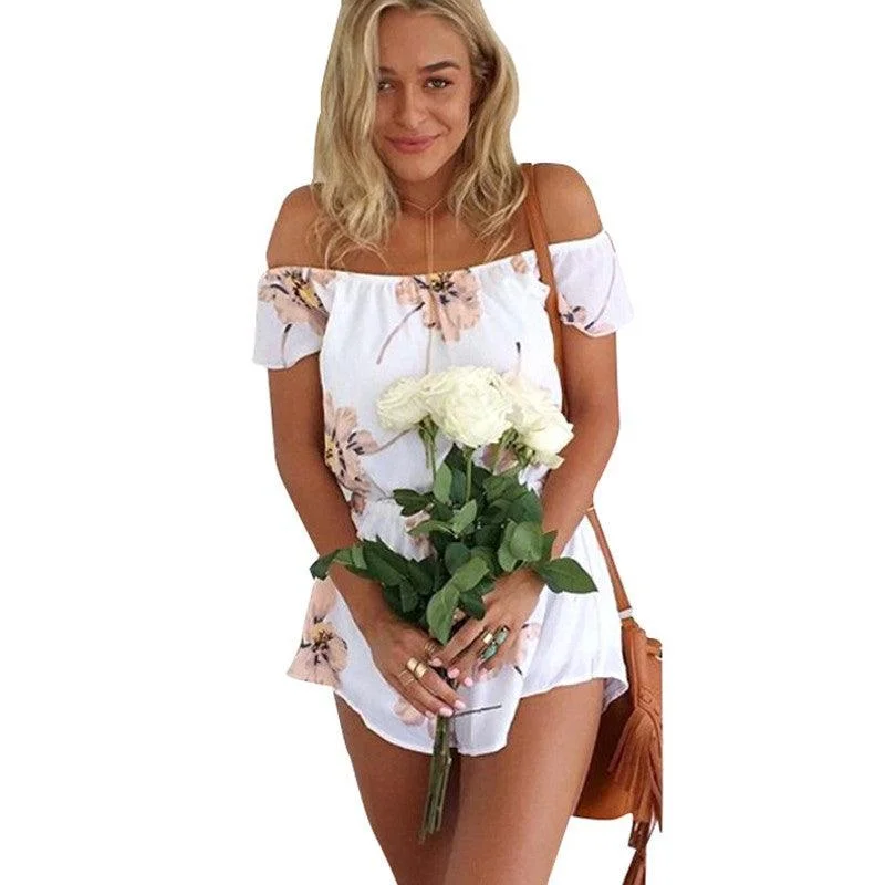 SIMPLY CHIC FLORAL OFF-THE-SHOULDER ROMPER