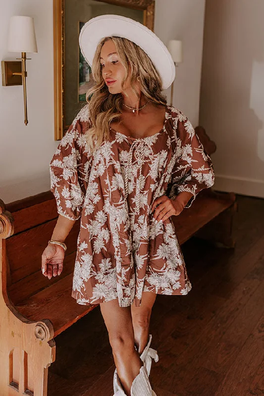 Vino On The Veranda Floral Romper in Chocolate