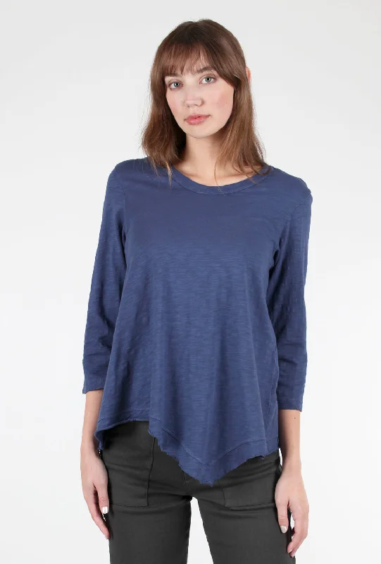 3/4-Sleeve Slant Hem Tee, Midnight