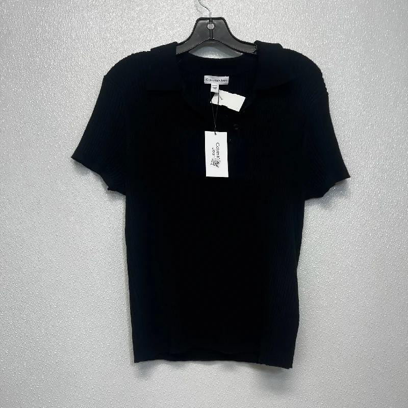 Light Comfort Top Short Sleeve By Calvin Klein In Black, Size: Xl