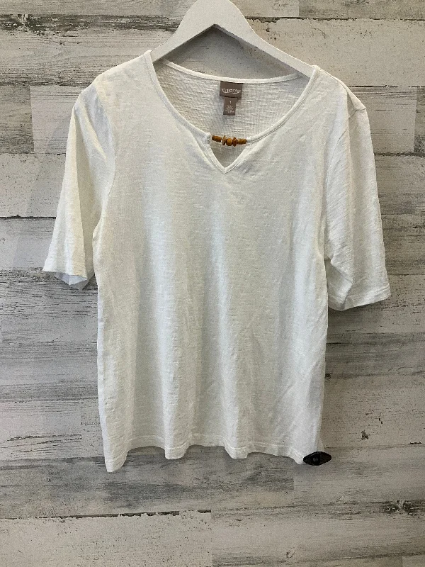 Top Short Sleeve By Chicos In White, Size: M