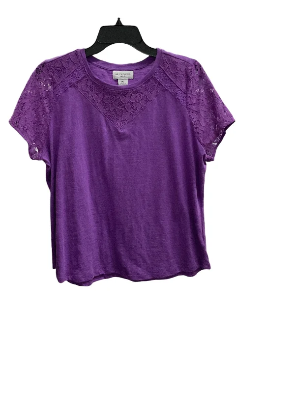 Soft Feel Top Short Sleeve By Liz Claiborne In Purple, Size: Petite   Xl