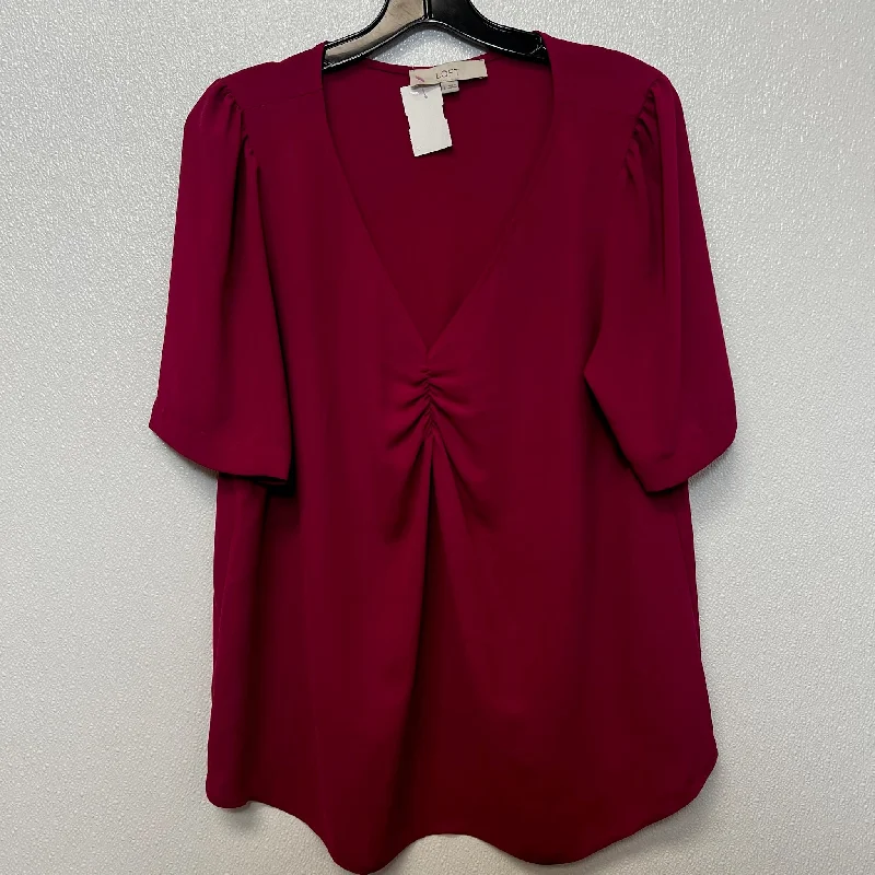 Top Short Sleeve By Loft O In Raspberry, Size: L