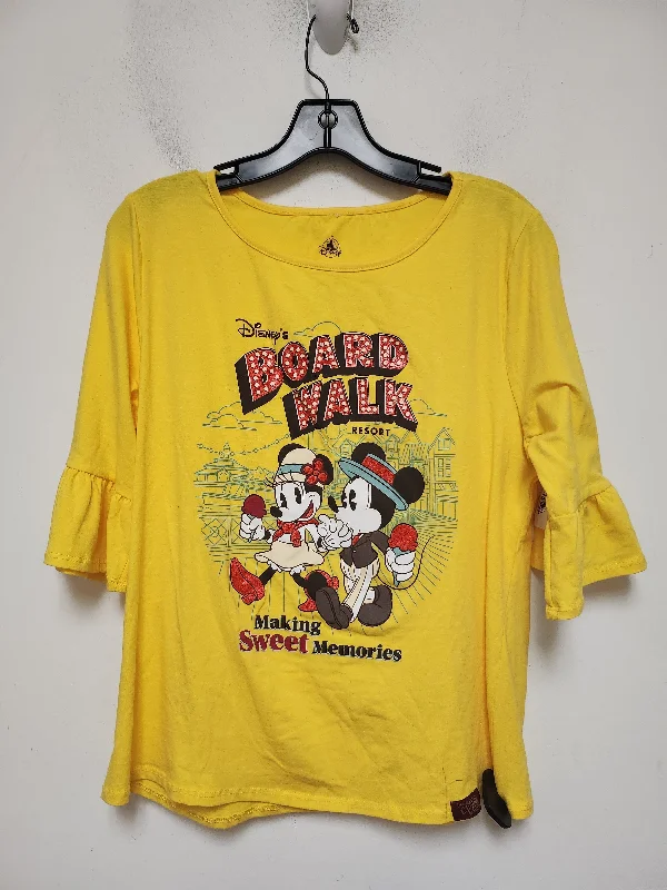 Top Short Sleeve By Walt Disney In Yellow, Size: L