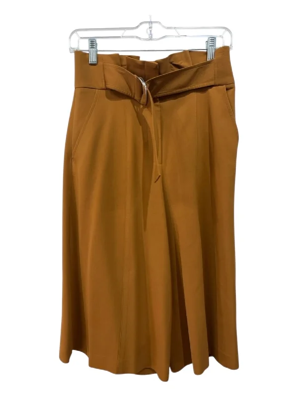 A.L.C. Size 2 Brown Viscose Blend Culotte High Rise Belted Shorts