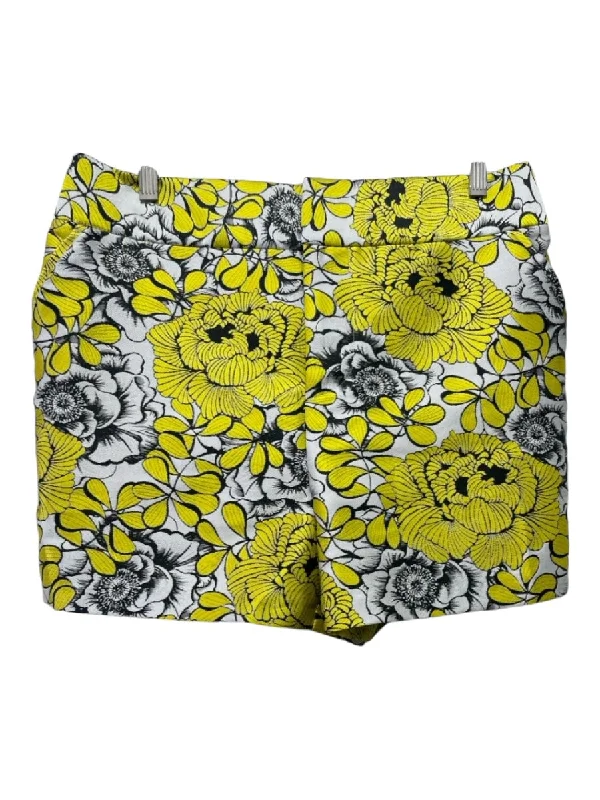 Alice + Olivia Size 14 Yellow, Silver, Black Polyester Hook & Zip Shorts