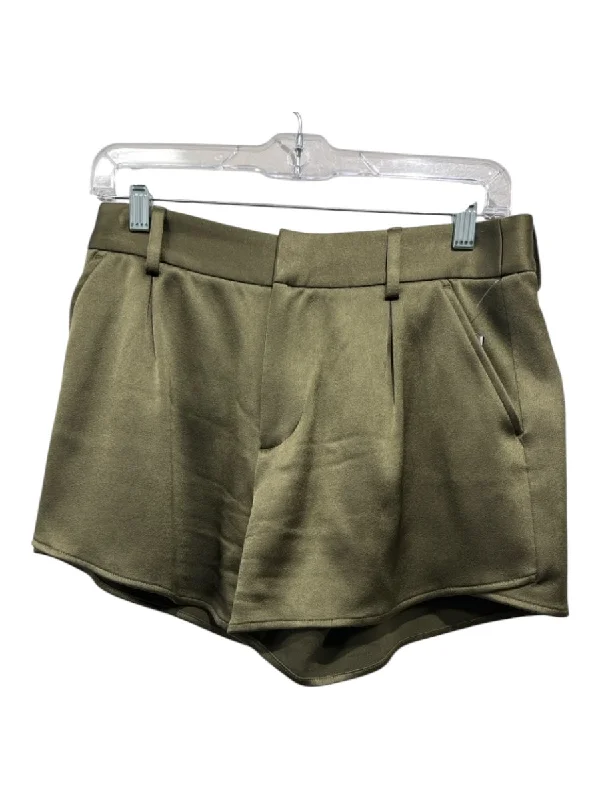 Alice + Olivia Size 4 Olive Green Triacetate Blend Hook Clasp Pockets Shorts