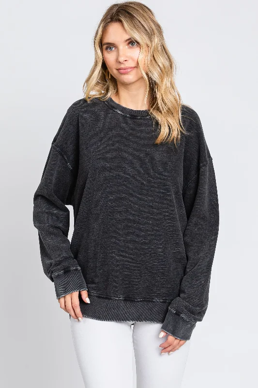 Black Faded Long Sleeve Top