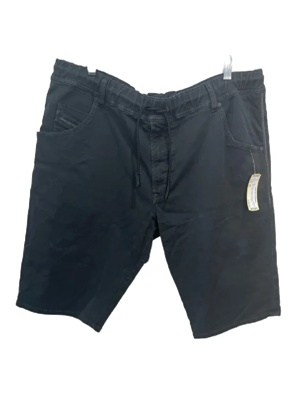 Diesel Size 38 Black Cotton Blend Elastic Waist Zip Fly Men's Shorts